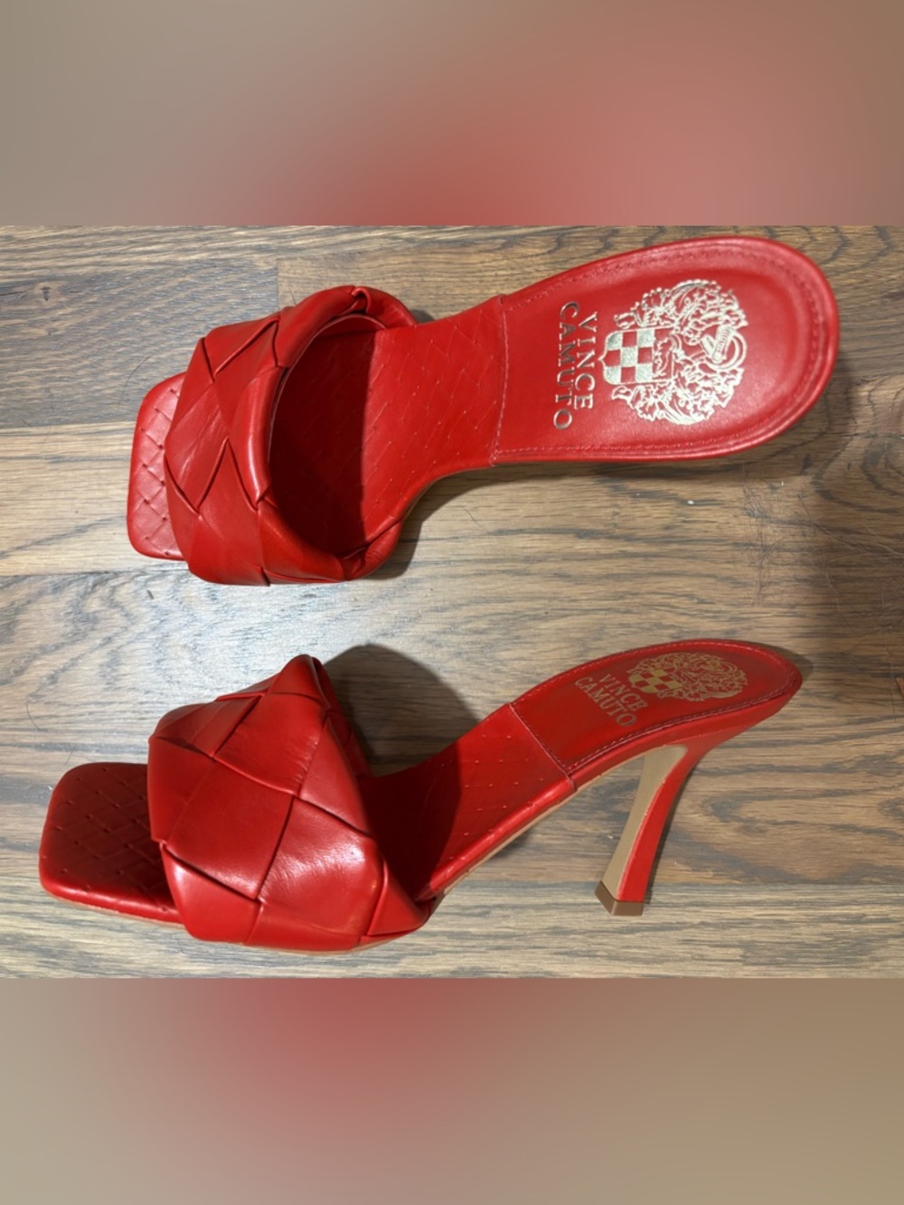 Vince Camuto NWOT Brelanie Braided Strap Sandal Red Mules Size 7 - Picture 9 of 11